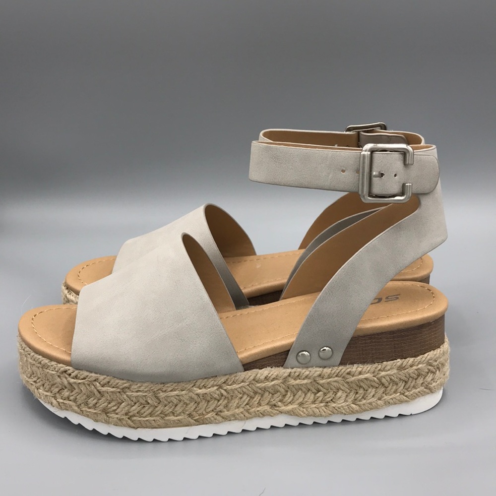 gray platform sandals